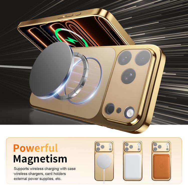 For iPhone 14 Corning Glass Plating Large Window MagSafe Phone Case