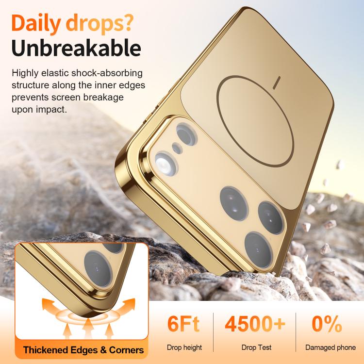 For iPhone 14 Corning Glass Plating Large Window MagSafe Phone Case