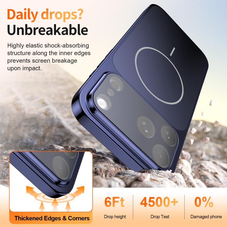 For iPhone 13 Pro Max Corning Glass Plating Large Window MagSafe Phone Case