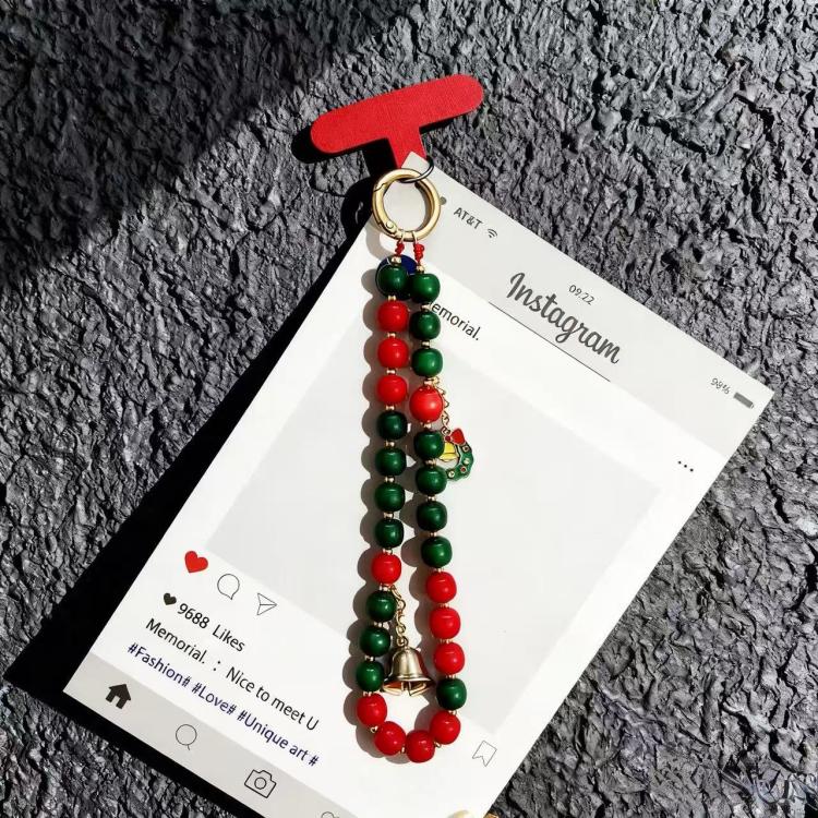 Christmas Series Beaded Chain Anti-lost Mobile Phone Short Wrist Strap