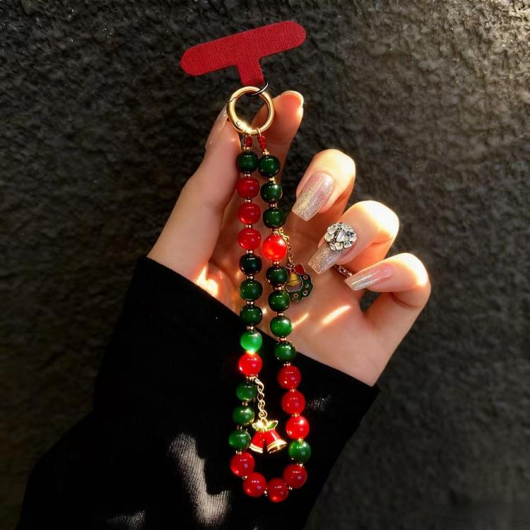 Christmas Series Beaded Chain Anti-lost Mobile Phone Short Wrist Strap