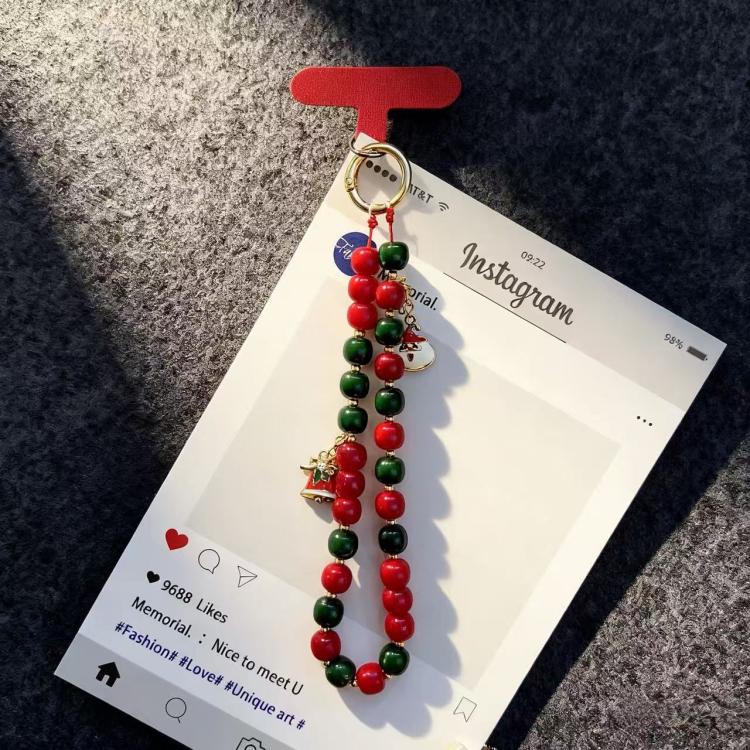 Christmas Series Beaded Chain Anti-lost Mobile Phone Short Wrist Strap