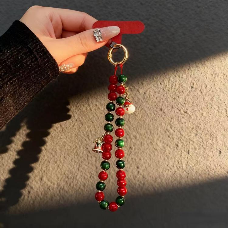 Christmas Series Beaded Chain Anti-lost Mobile Phone Short Wrist Strap