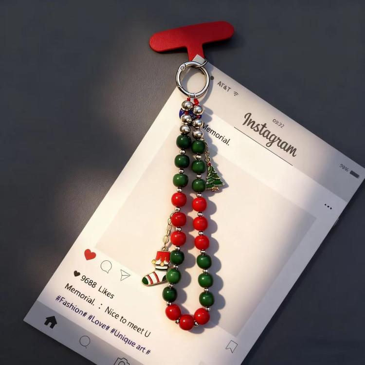 Christmas Series Beaded Chain Anti-lost Mobile Phone Short Wrist Strap