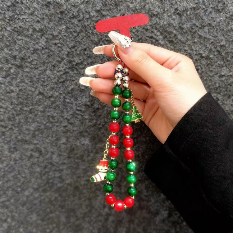 Christmas Series Beaded Chain Anti-lost Mobile Phone Short Wrist Strap