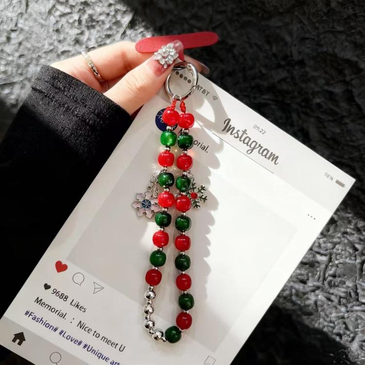 Christmas Series Beaded Chain Anti-lost Mobile Phone Short Wrist Strap