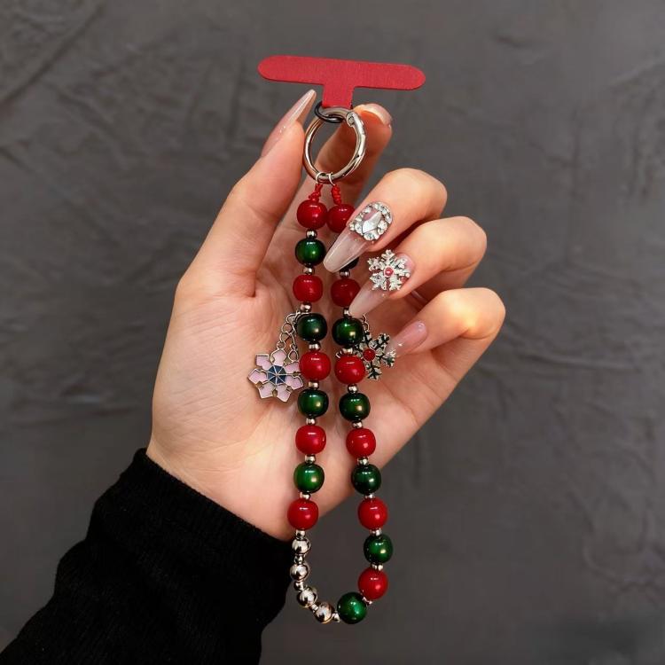 Christmas Series Beaded Chain Anti-lost Mobile Phone Short Wrist Strap