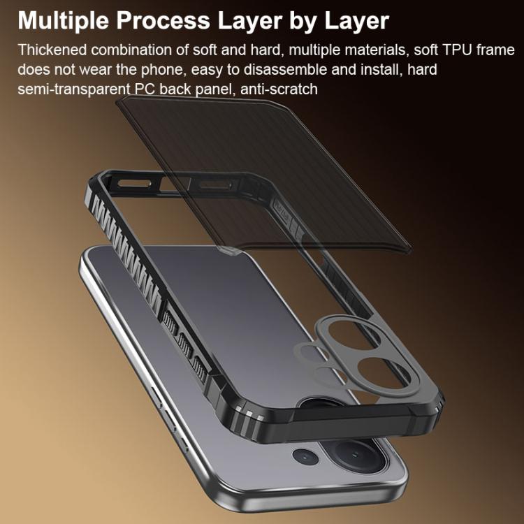 For vivo V60 5G War Shadow Stripe Series Airbag Frosted Shockproof Phone Case