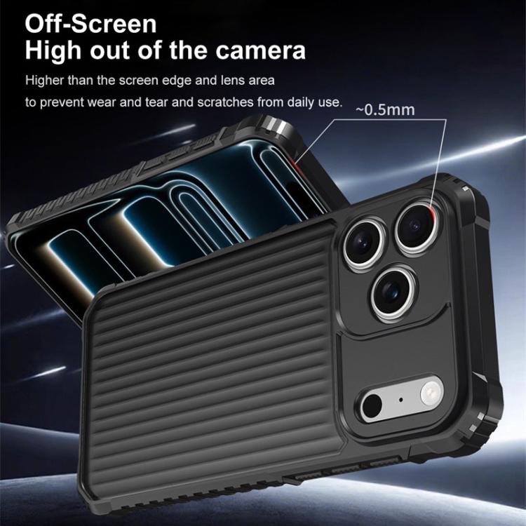 For iPhone 17 Pro Max War Shadow Stripe Series Airbag Frosted Shockproof Phone Case