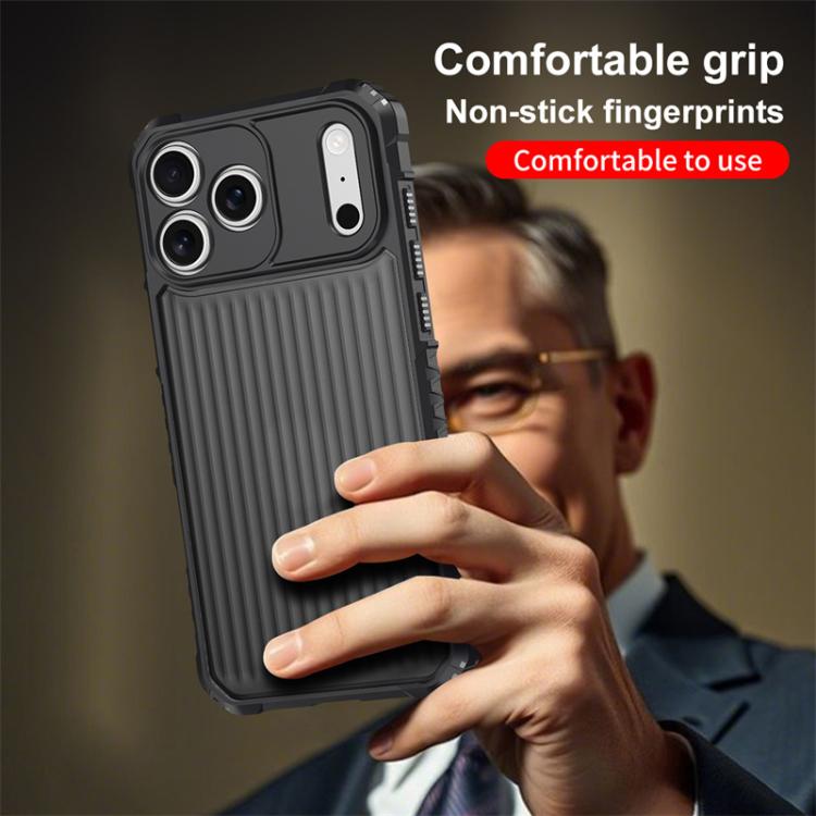 For iPhone 17 Pro Max War Shadow Stripe Series Airbag Frosted Shockproof Phone Case
