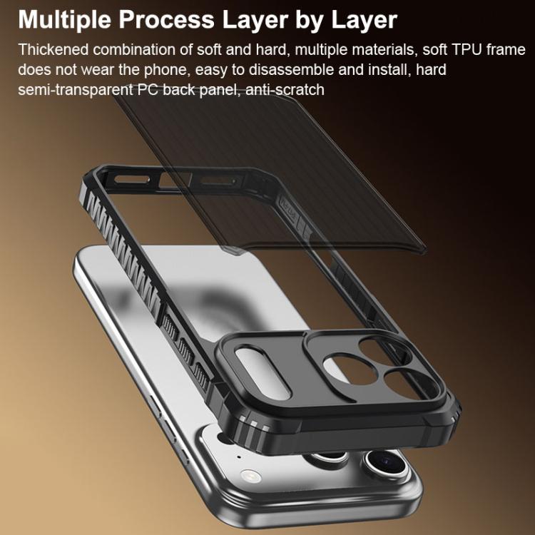 For iPhone 17 Pro Max War Shadow Stripe Series Airbag Frosted Shockproof Phone Case