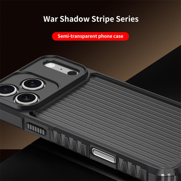 For iPhone 17 Pro War Shadow Stripe Series Airbag Frosted Shockproof Phone Case