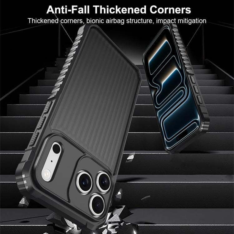 For iPhone 17 Pro War Shadow Stripe Series Airbag Frosted Shockproof Phone Case