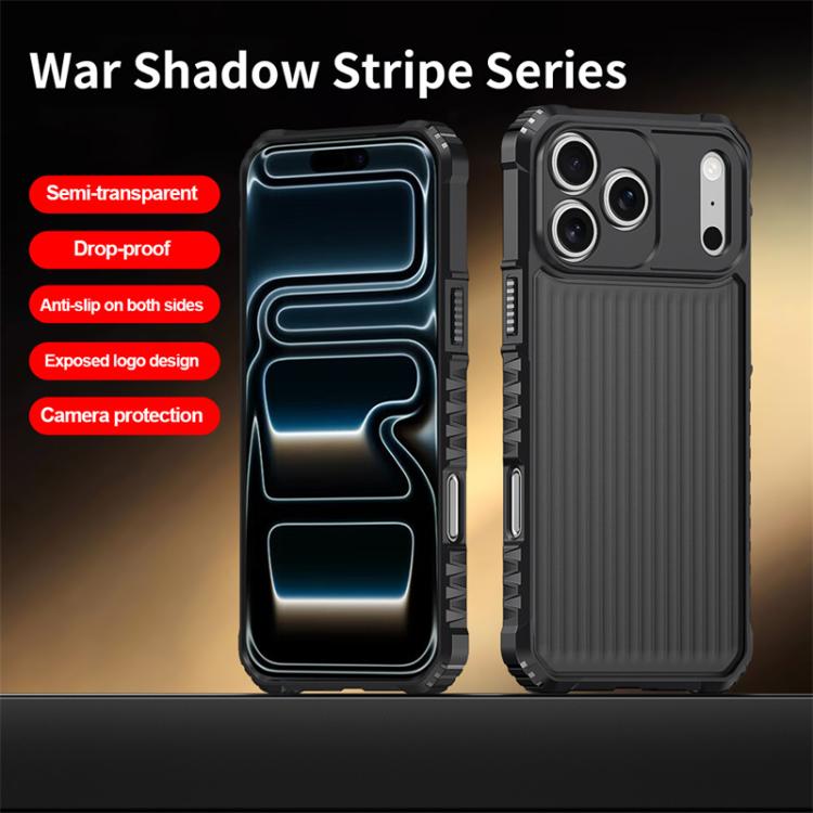 For iPhone 17 Pro War Shadow Stripe Series Airbag Frosted Shockproof Phone Case