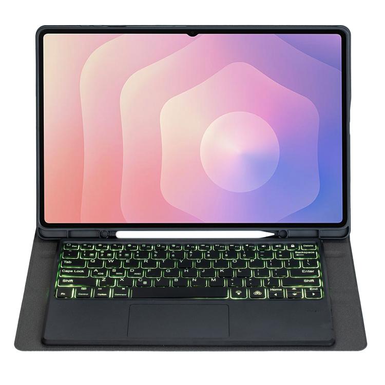 For Samsung Galaxy Tab S11 Ultra Candy Color Touch Backlight Bluetooth Keyboard Leather Tablet Case with Pen Holder