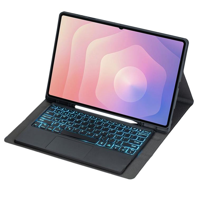 For Samsung Galaxy Tab S11 Ultra Candy Color Touch Backlight Bluetooth Keyboard Leather Tablet Case with Pen Holder
