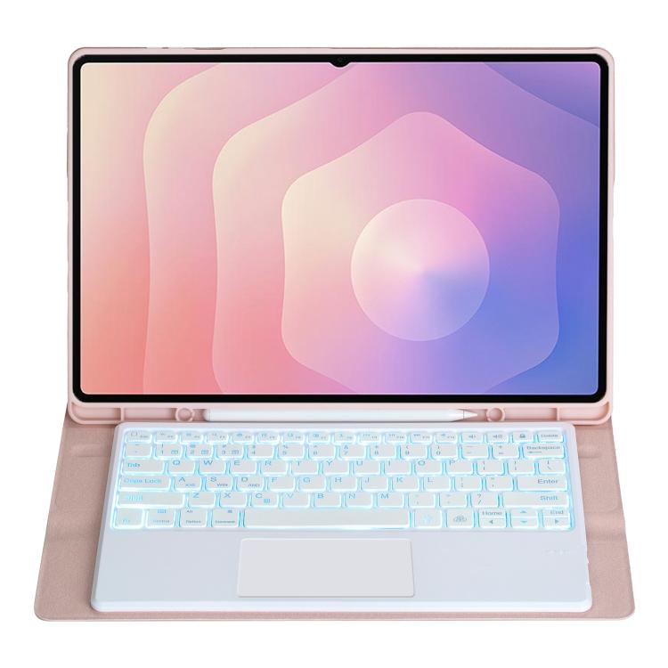 For Samsung Galaxy Tab S11 Ultra Candy Color Touch Backlight Bluetooth Keyboard Leather Tablet Case with Pen Holder