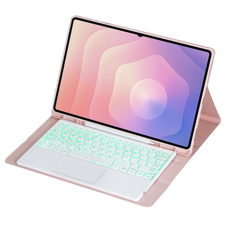For Samsung Galaxy Tab S11 Ultra Candy Color Touch Backlight Bluetooth Keyboard Leather Tablet Case with Pen Holder