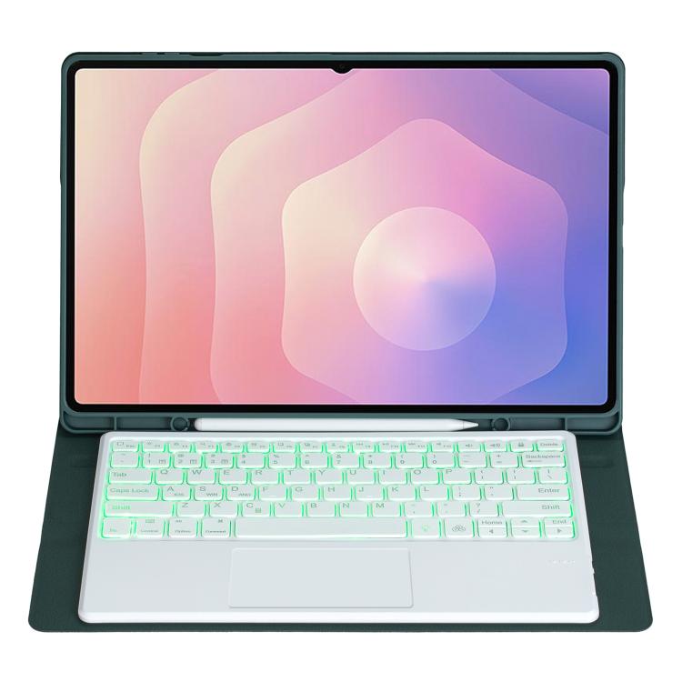 For Samsung Galaxy Tab S11 Ultra Candy Color Touch Backlight Bluetooth Keyboard Leather Tablet Case with Pen Holder