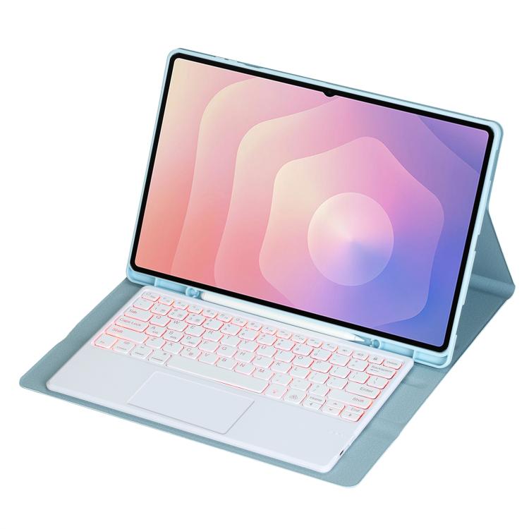 For Samsung Galaxy Tab S11 Ultra Candy Color Touch Backlight Bluetooth Keyboard Leather Tablet Case with Pen Holder