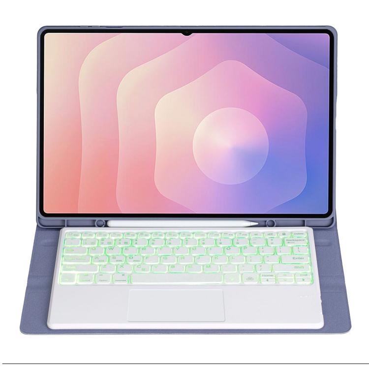 For Samsung Galaxy Tab S11 Ultra Candy Color Touch Backlight Bluetooth Keyboard Leather Tablet Case with Pen Holder
