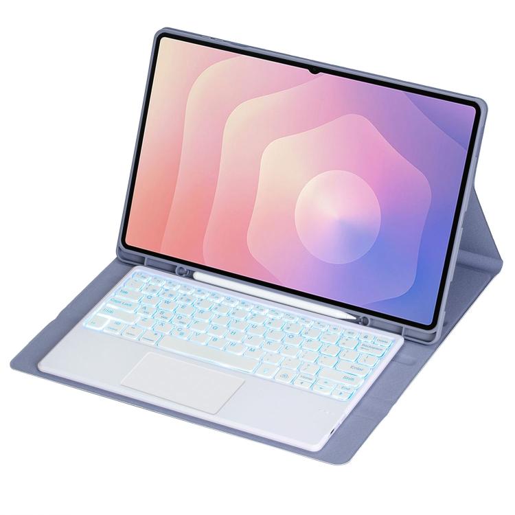 For Samsung Galaxy Tab S11 Ultra Candy Color Touch Backlight Bluetooth Keyboard Leather Tablet Case with Pen Holder