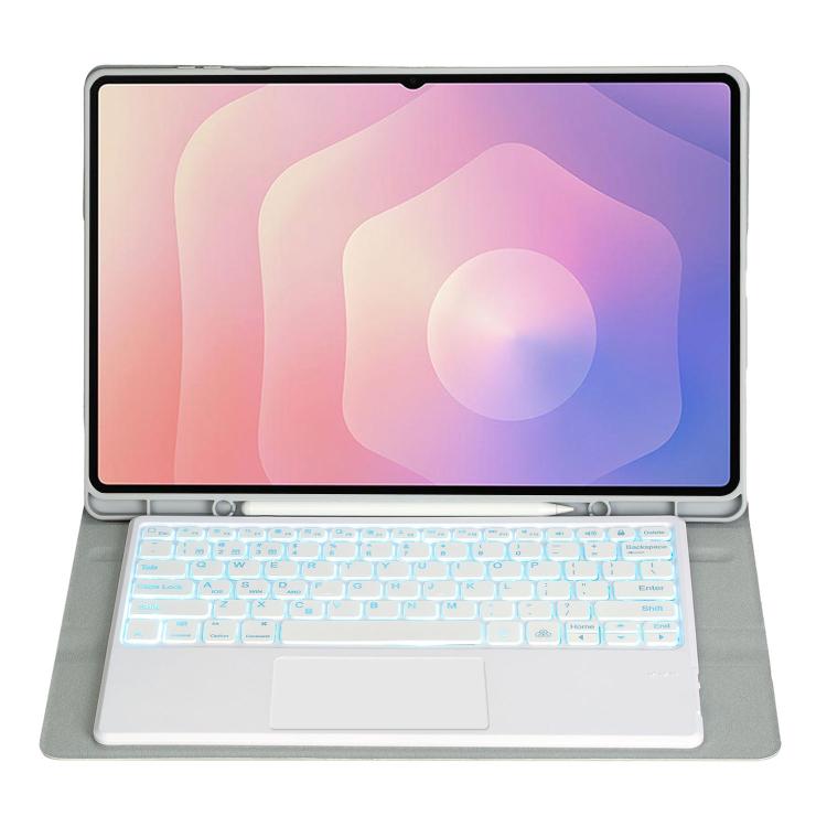 For Samsung Galaxy Tab S11 Ultra Candy Color Touch Backlight Bluetooth Keyboard Leather Tablet Case with Pen Holder