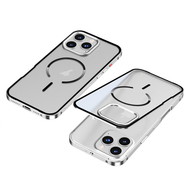 For iPhone 16 Pro Max Single-sided Snap Buckle Metal Frame Frosted MagSafe Phone Case