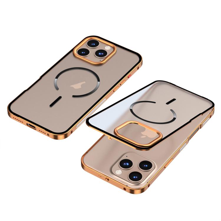 For iPhone 16 Pro Single-sided Snap Buckle Metal Frame Frosted MagSafe Phone Case