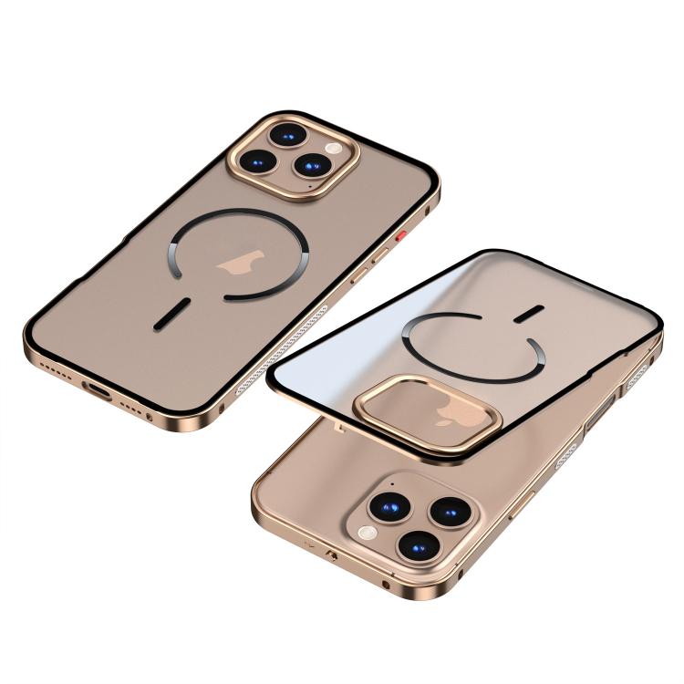 For iPhone 16 Pro Single-sided Snap Buckle Metal Frame Frosted MagSafe Phone Case