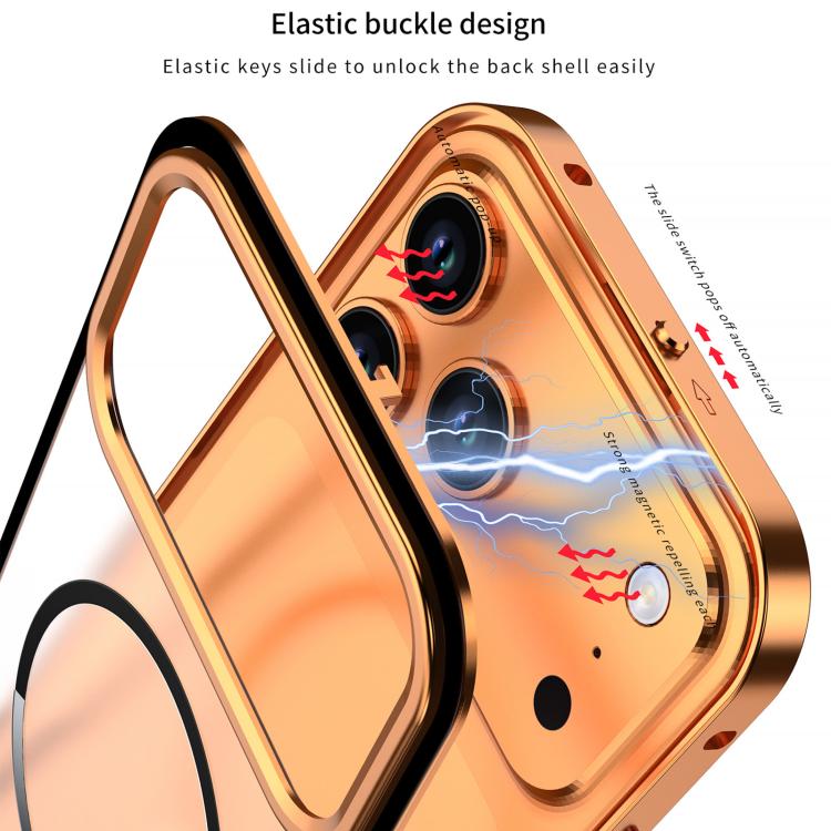 For iPhone 16 Pro Single-sided Snap Buckle Metal Frame Frosted MagSafe Phone Case