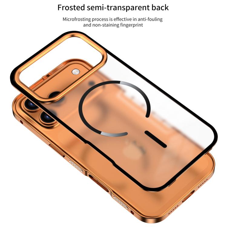For iPhone 16 Pro Single-sided Snap Buckle Metal Frame Frosted MagSafe Phone Case