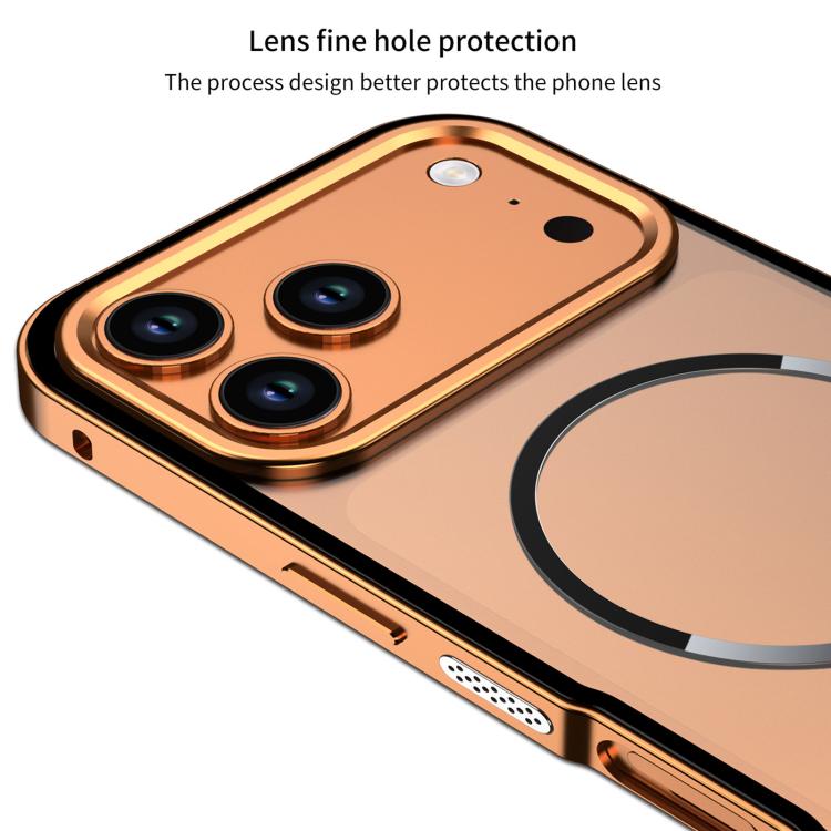 For iPhone 16 Pro Single-sided Snap Buckle Metal Frame Frosted MagSafe Phone Case