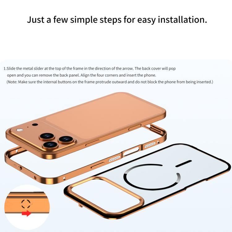 For iPhone 16 Pro Single-sided Snap Buckle Metal Frame Frosted MagSafe Phone Case
