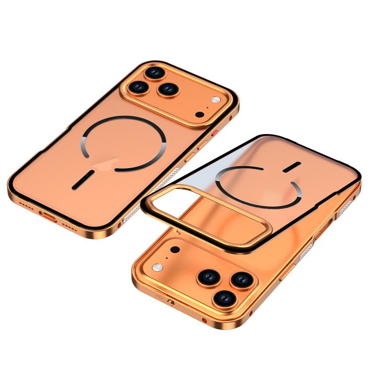 For iPhone 17 Pro Single-sided Snap Buckle Metal Frame Frosted MagSafe Phone Case