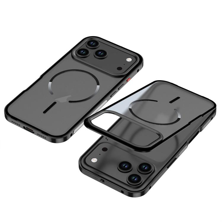 For iPhone 17 Pro Single-sided Snap Buckle Metal Frame Frosted MagSafe Phone Case