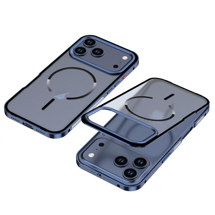 For iPhone 17 Pro Single-sided Snap Buckle Metal Frame Frosted MagSafe Phone Case
