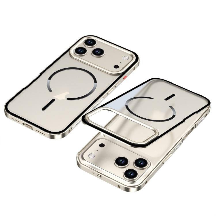 For iPhone 17 Pro Single-sided Snap Buckle Metal Frame Frosted MagSafe Phone Case