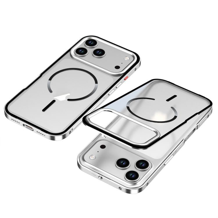 For iPhone 17 Pro Single-sided Snap Buckle Metal Frame Frosted MagSafe Phone Case