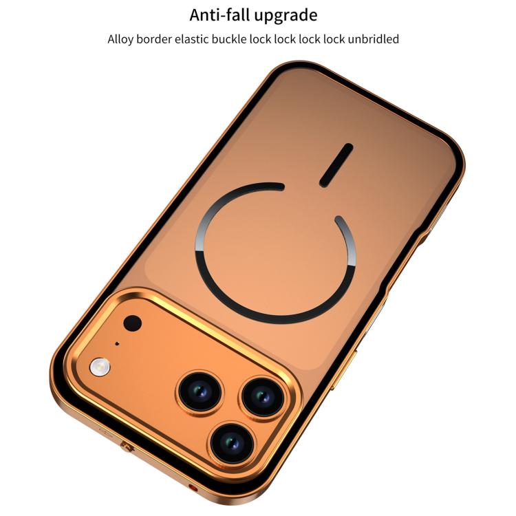 For iPhone 17 Pro Single-sided Snap Buckle Metal Frame Frosted MagSafe Phone Case