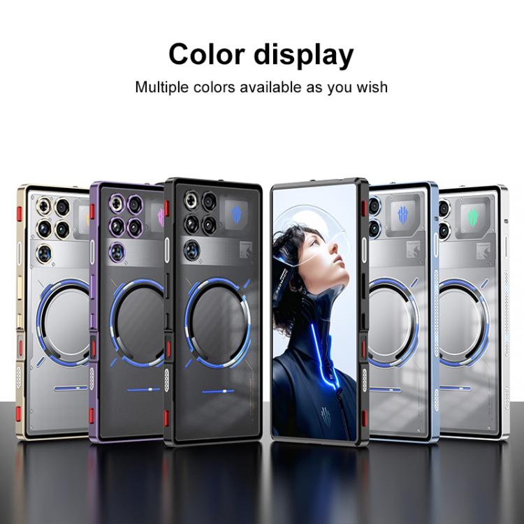 For ZTE nubia RedMagic 11 Pro / 11 Pro+ Single-sided Snap Buckle Metal Frame Frosted MagSafe Phone Case