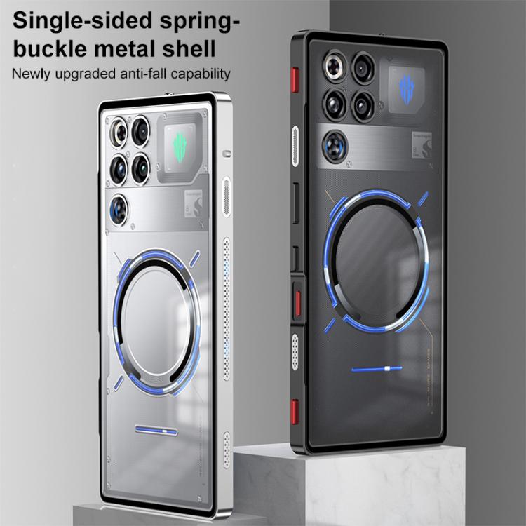 For ZTE nubia RedMagic 11 Pro / 11 Pro+ Single-sided Snap Buckle Metal Frame Frosted MagSafe Phone Case