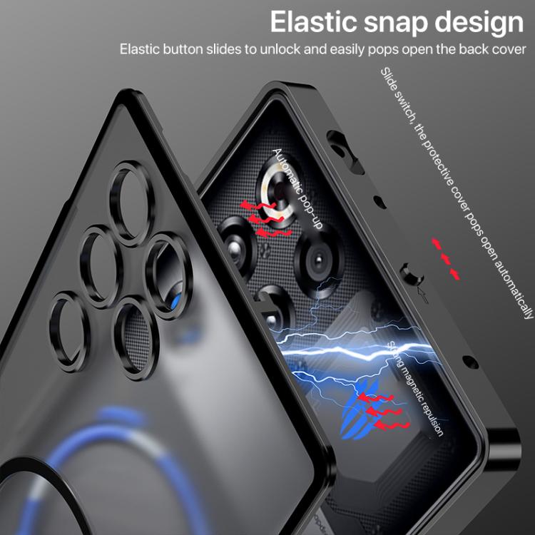 For ZTE nubia RedMagic 11 Pro / 11 Pro+ Single-sided Snap Buckle Metal Frame Frosted MagSafe Phone Case