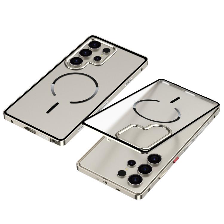 For Samsung Galaxy S25 Ultra 5G Single-sided Snap Buckle Metal Frame Frosted MagSafe Phone Case