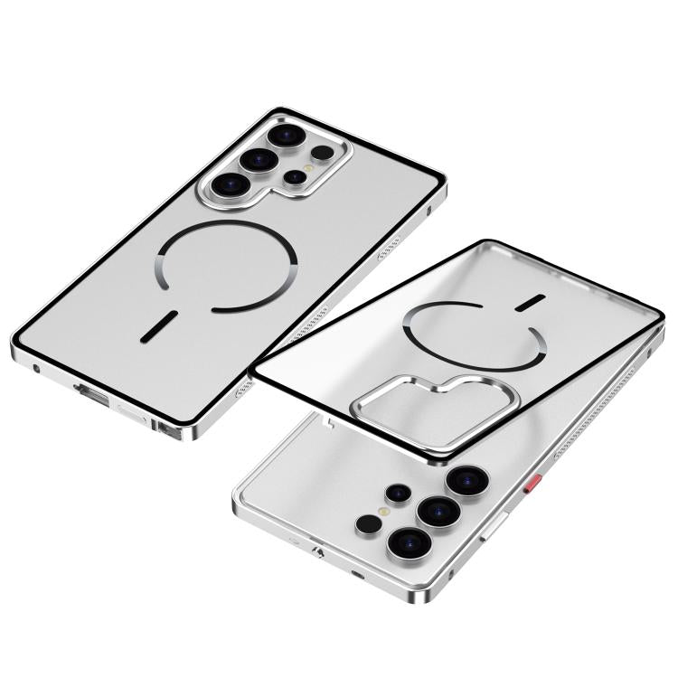 For Samsung Galaxy S25 Ultra 5G Single-sided Snap Buckle Metal Frame Frosted MagSafe Phone Case