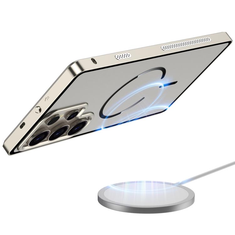 For Samsung Galaxy S24 Ultra 5G Single-sided Snap Buckle Metal Frame Frosted MagSafe Phone Case