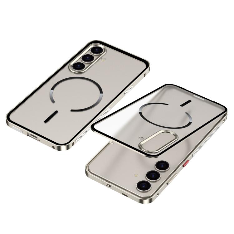 For Samsung Galaxy S25 5G Single-sided Snap Buckle Metal Frame Frosted MagSafe Phone Case