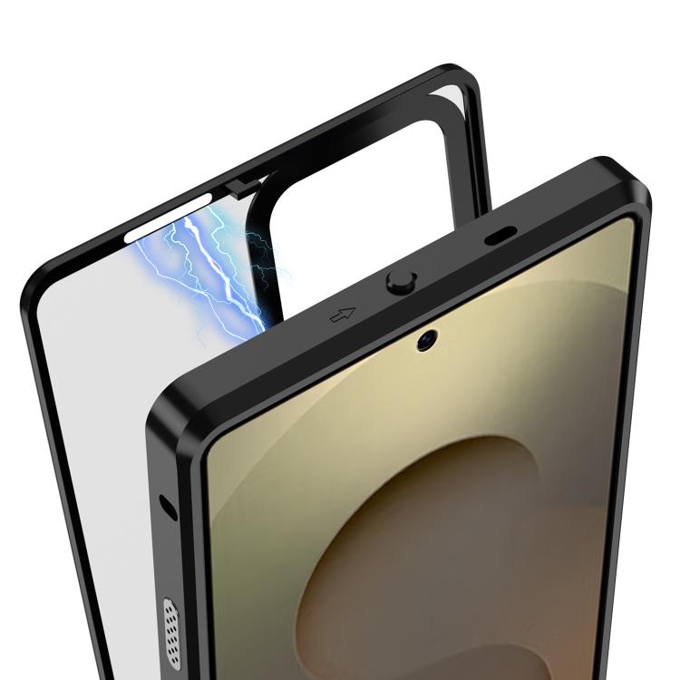 For Samsung Galaxy S25 5G Single-sided Snap Buckle Metal Frame Frosted MagSafe Phone Case