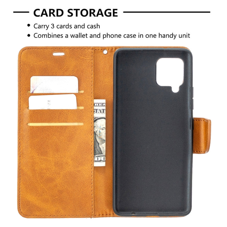 For Samsung Galaxy A42 5G Retro Lambskin Texture Pure Color Horizontal Flip PU Leather Case with Holder & Card Slots & Wallet & Lanyard