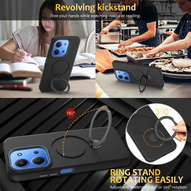For Redmi 15C 5G / 4G EU 173mm Gen1.5 Pivot Ring Holder TPU Hybrid PC Phone Case